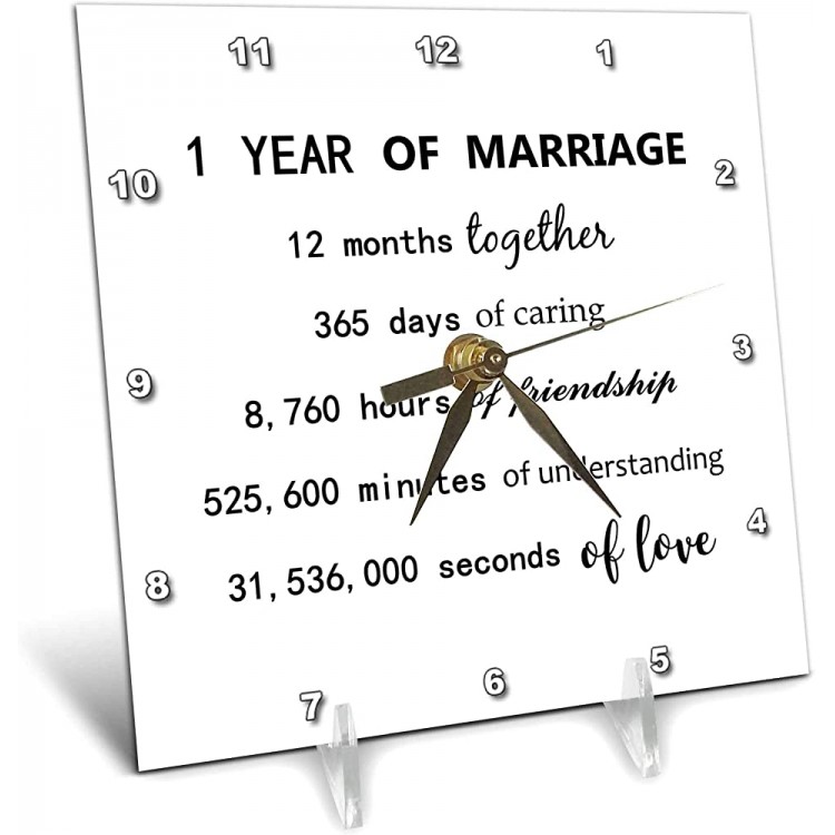 3dRose Desk Clock 1 Year of Marriage 1st Wedding Anniversary in Months Days Hours dc 318788 1 - B4XXSZBEM
