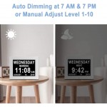Aowasi [Auto-Dimming Options] Digital Day Calendar Clock Non-Abbreviations with Large Date Time 8 Alarm Options Battery Backup Dementia Alzheimer Clocks for Seniors Impaired Vision Memory Loss Elderly - BRNA1N1B2
