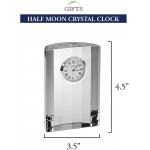 Badash Half Moon Crystal Clock 4 Tall Glass Decor in Mouth-Blown & Handmade Design Battery Operated for Home or Office Ideal Corporate Gift - BDMQ23YJG