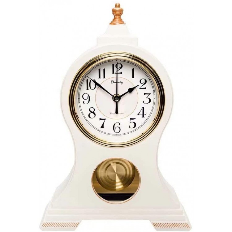 Beesealy Mantel Clock Table Clock Silent Non-Ticking Mantel Clock with Pendulum Desktop Used for Living Room Decoration - BU3QJ00R2