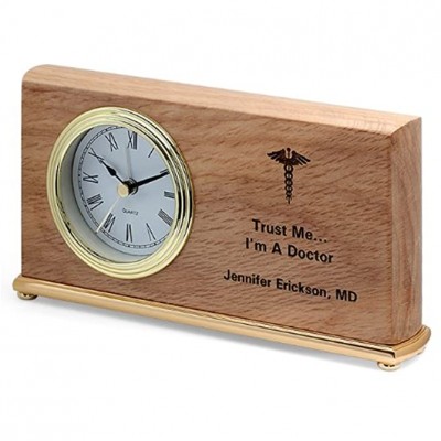 Executive Gift Shoppe | Doctor's Personalized Wood Desk Clock - B7B2JIVJ1