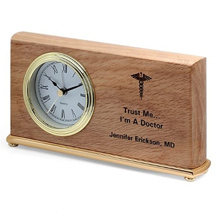Executive Gift Shoppe | Doctor's Personalized Wood Desk Clock - B7B2JIVJ1