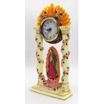 GGCI Our Lady of Guadalupe Resin Statue Desk Clock,Virgen de Guadalupe with Sun Flower Shape - B8BYPTG2X