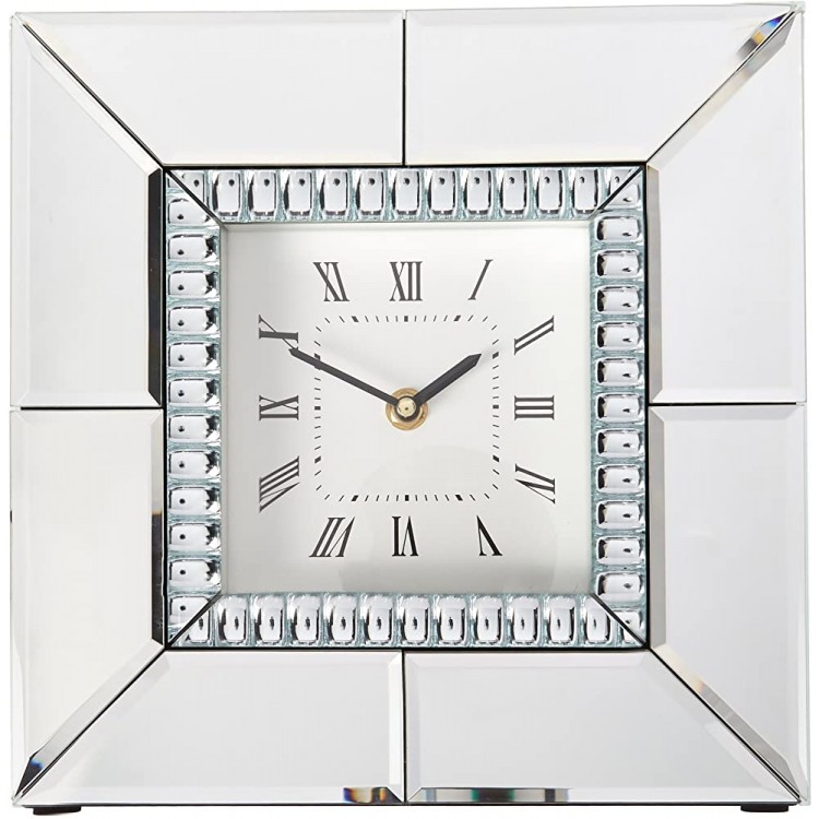 Howard Elliott 99175 Mirrored Table Clock with Beaded Glass Trim - BIVMBRS8K