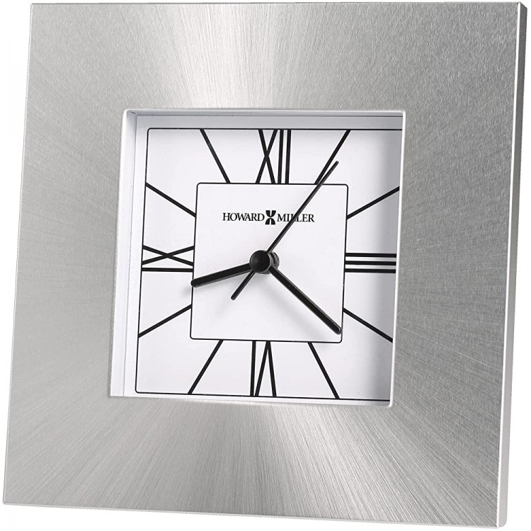Howard Miller Kendal Table Clock 645-749 – Silver Square Aluminum Home Decor with Quartz Movement - BM9RLA648