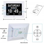 Jaihonda Digital Day Calendar Clock Extra Large Display Time Date and Day of Week Dementia Clocks for Seniors Elderly Impaired Vision Auto Dimming+3 Medication Reminders 8'' White - BH3O52FMY