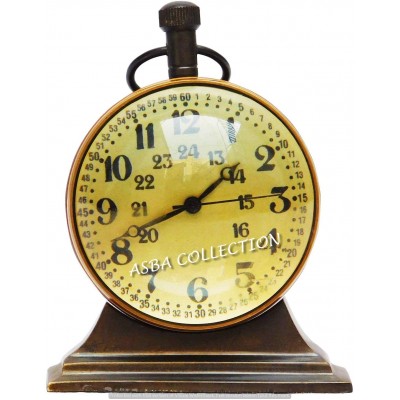 JD'Z COLLECTION Brass Vintage Nautical Desk and Shelf Clock with Magnetic Compass Roman Ivory White Dial Brass Finish for Study Table Office Bedroom Living Room Home Decor 3.5” Brown - BYASRKW8I