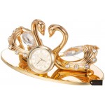 Matashi 24K Gold Plated Loving Swans Figurine Clock Table Top Ornament for Home Office Desk Bedroom Decor Gift for Valentine's Day Birthday Mother's Day Anniversary Christmas Housewarming Present - BKYOEQ94Y
