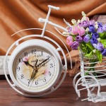 NCONCO Vintage Metal Bicycle Clock Bike Shaped Double Side Table Decorative Clock for Home Decor with Basket - BUQNJQTNM