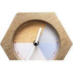 NIKKY HOME 6 Octagon Silent No Ticking Wooden Table Clock - B1XML8RY1