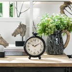 NIKKY HOME Vintage Cottage Metal Table Clock with Bird 6.8 by 2 by 8.5 Inches Black - BGQ01B2CO