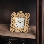 NIKKY HOME Vintage Table Clock Shabby Chic Decorative Pewter Desk Clock Battery Operated for Living Room Bathroom Shelf Yellow - BXPO8WQRI