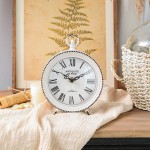 NIKKY HOME Vintage Table Clock with Beads Shelf Desk Top Clock Battery Operated Rustic Design Chic Home Decor for Fireplace Mantel Desktop Countertop Distressed White - BYIPHAJVM