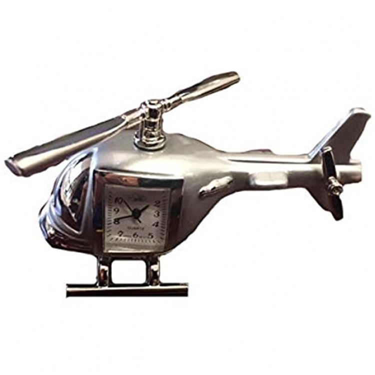 Sanis Enterprises Silver Helicopter Clock 4 by 2-Inch - BD84OUAPL