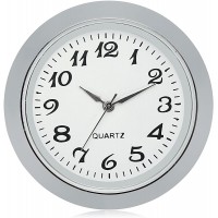 ShoppeWatch Mini Clock Insert Quartz Movement Round 2 inch 55mm Miniature Clock Fit Up White Face Silver Tone Bezel Arabic Numerals CK082SL - B1S1BAUSO