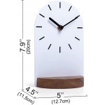 SOFFEE DESIGN One-Piece Table Clock Iron Sheet with Wooden Base Ins Style Desktop Clock Non Ticking Battery Operated for Living Room Bedroom Home Decor White - BMFD4JM9N