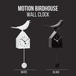 Torre & Tagus Motion Birdhouse Wall Clock with Beak Movement and Detachable Pendulum for Tabletop Placement Mid Century Modern Bird House Wall Decor Gift for Bird Lovers Black - BT0ZWF9QP