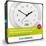 Trendworx 4044-2 Suction Cup Bathroom Clock with Digital Thermometer Silver - BUS6V0BIP