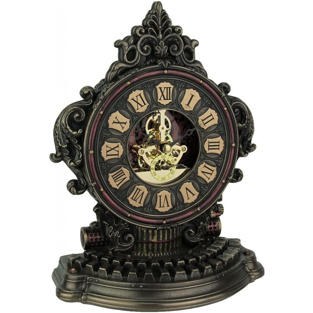 Veronese Design Steampunk Style Antique Typewriter Table Clock with Moving Clockworks - B2YEOW8CG