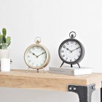 Vintage Table Clock on Stand Decorative Desk and Shelf Clock Rustic Mantel Clock Non-Ticking Metal Frame with Antique Gold Finish - BN8L85V1U