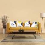 4 Pcs Yellow Flower Navy Pillow Covers Square Pillow Cushion Cases 18x18 Inch Family Faith Hope Love Words Pillow Cases Decorative Spring Summer Pillow Case for Sofa Bed Yellow Series - BV842METC