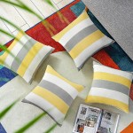 AmHoo Pack of 2 Farmhouse Stripe Check Throw Pillow Covers Set Case Cotton Linen Decorative Pillowcases Cushion Cover for Couch Bench Sofa 18x18Inch Yellow Beige - BGKPWN2BA