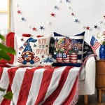 AVOIN Watercolor 4th of July Patriotic Throw Pillow Covers 18x18 Set of 4 Memorial Day USA Flag Gnome Vases Truck Decorations for Home - BLLT1147C