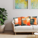 Balaena Decorative Throw Pillow Covers Burnt Orange Cushion Cover Taupe Abstract Art Painting 4 Pcs Pillowcase 18x18 Inch for Sofa Couch Bedroom Living Room Outdoor Home Décor - BHRHM8GGE