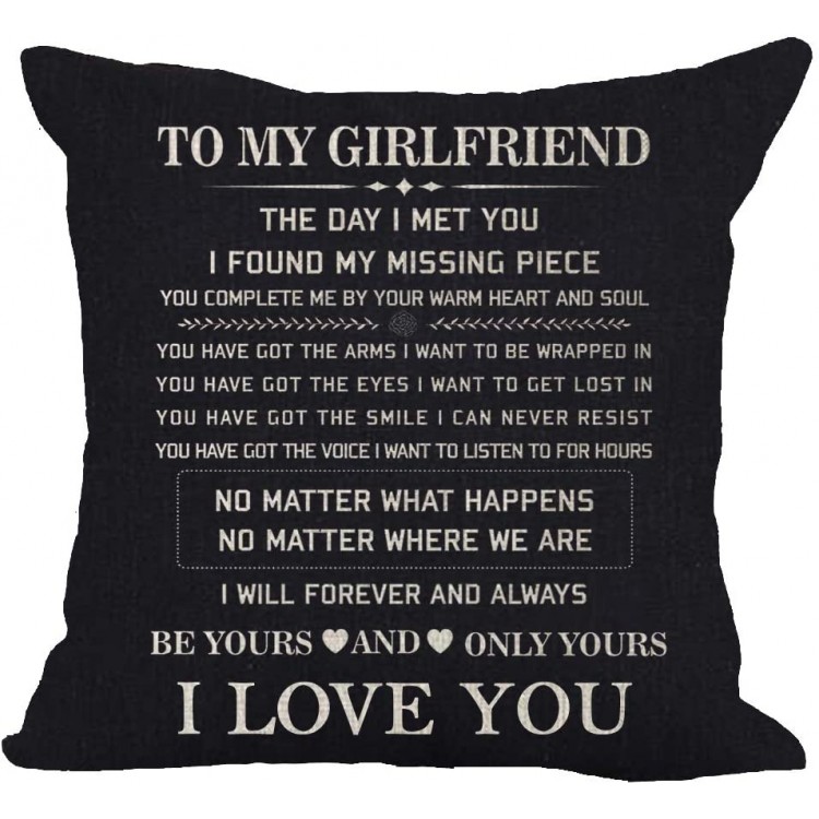 Black Background Blessing to My Girlfriend Be Yours and Only Yours I Love You Valentine's Day Birthday Gift Cotton Linen Square Throw Pillow Case Decorative Cushion Cover Pillowcase Sofa 18x 18 - BJFQMCISZ