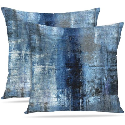 Britimes Throw Pillow Covers Modern Home Art Decor 20 x 20 Inches Set of 2 Pillow Cases Decorative Abstract Oil Painting Pillowcases for Bedroom Living Room Cushion Couch Sofa Blue - BO9ELFFM0