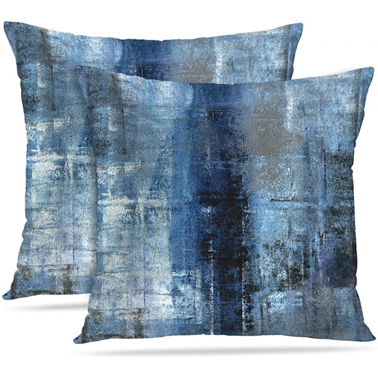 Britimes Throw Pillow Covers Modern Home Art Decor 20 x 20 Inches Set of 2 Pillow Cases Decorative Abstract Oil Painting Pillowcases for Bedroom Living Room Cushion Couch Sofa Blue - BO9ELFFM0