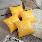 Britimes Yellow Set of 4 Throw Pillow Covers Home Decor Pillow Cases Decorative 18X18 Inches Outdoor Cushion Couch Sofa Cojines Pillowcases Sunshine Happy Love Smile - BYWSCN2TV