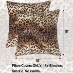 CARRIE HOME Soft Plush Leopard Print Faux Fur Decorative Throw Pillow Covers for Home Couch Sofa Set of 2 18x18 inch - BENOPLIQ9