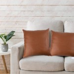 CDWERD 2pcs Modern Faux Leather Throw Pillow Covers for Couch Sofa Bed 18 x 18 Inches - BW2T1STRJ