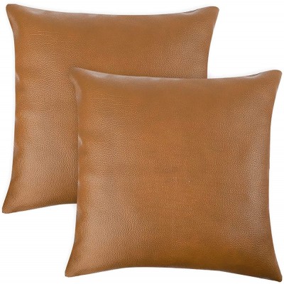 CDWERD 2pcs Modern Faux Leather Throw Pillow Covers for Couch Sofa Bed 18 x 18 Inches - BW2T1STRJ