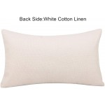cygnus Set of 2 White Linen Patchwork Faux Leather Throw Lumbar Pillow Covers for Couch Living Room Bedroom,Modern Accent Decor Lumbar Cushion Covers 12X20 inch Brown and White - BJA0CIC14
