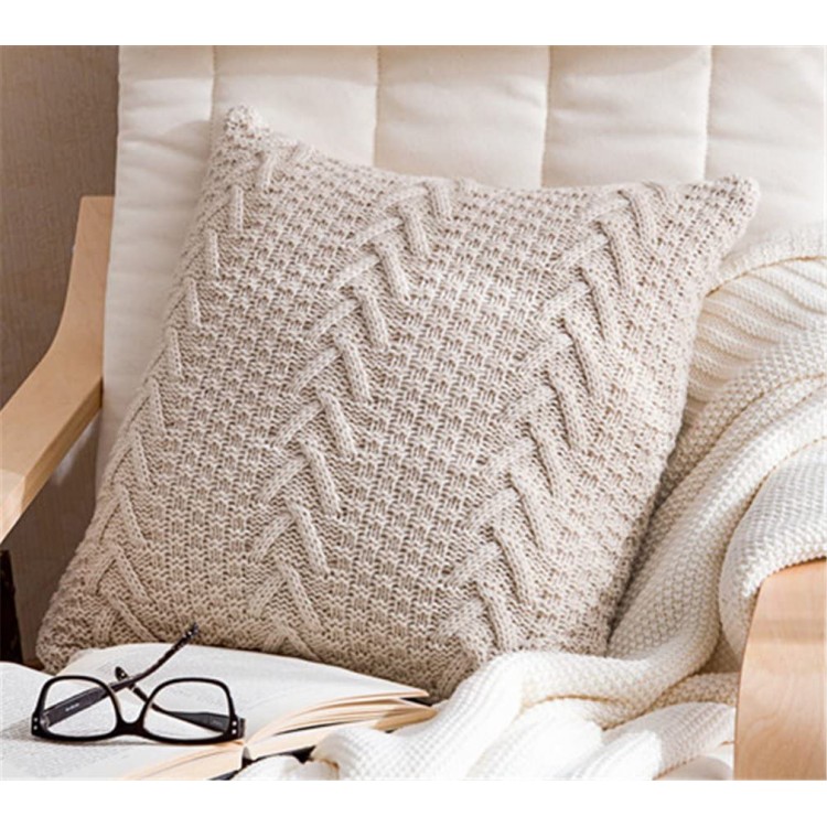 Decorative Cotton Knitted Pillow Case Cushion Cover Double-Cable Sweater Throw Pillow Covers for Bed Couch 18 X 18 - BEWVU8SKE