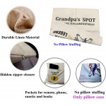 Grandpa Gifts 2-Pocket Grandpa’s Spot Throw Pillow Covers 18x18 Inch + Engraved Spoon Father’s Day Birthday Christmas Thanksgiving Day Gifts for Papa Granddad - B11C2NAOI