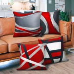 Harraca Red Throw Pillow Covers Decorative Modern Abstract Stripes Geometric Pattern Decorations 18x18 inch Square Decor for Couch Sofa Living Room Bedroom Home Set of 4Gray Black and White - BH7N0F09X