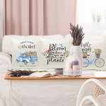 Hlonon Spring Pillow Covers 18 x 18 Set of 4 Farmhouse Decorative Pillow Covers Blue Truck Bicycle Fresh Flowers Throw Pillow for Spring Home Décor - B1MXYZNLE