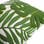 Hodeco Decorative Throw Pillow Covers 18x18 Tropical Green Leaves Embroidery Floor Pillow Cover for Couch 100% Cotton Cushion Cover Pillow Case Plant Monstera Leaf Loop Embroidered 45x45cm 1 Piece - BJ1L11I0N
