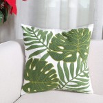 Hodeco Decorative Throw Pillow Covers 18x18 Tropical Green Leaves Embroidery Floor Pillow Cover for Couch 100% Cotton Cushion Cover Pillow Case Plant Monstera Leaf Loop Embroidered 45x45cm 1 Piece - BJ1L11I0N