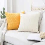 Home Brilliant Throw Pillow Covers 18x18 Set of 2 Super Soft Couch Pillow Covers Decorative Striped Corduroy Mustard Throw Pillows for Couch Bed 18 x 18 inch Sunflower Yellow - BWWRGGMY8