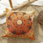 Jartinle Set of 4 Retro Floral Mandala Compass Medallion Bohemian Pillow Covers Boho Decor Hippie Throw Pillows Decorative for Sofa Couch 18 x 18 - BTJRK08X7