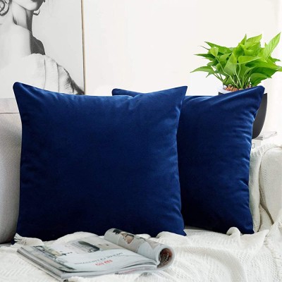 JUEYINGBAILI Throw Pillow Covers Velvet Decorative 2 Packs Ultra-Soft Navy Blue Pillowcase 18 x 18 Inch for Couch,Chair,Sofa,Bedroom,Car,Square Solid Color - BJA2PI7K7