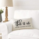 Meekio Farmhouse Pillow Covers with This is Us Quote 12 x 20 Farmhouse Rustic Décor Lumbar Pillow Covers with Saying Housewarming Gifts Family Room Décor - B7M29ML5M