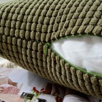 MERNETTE Pack of 2 Corduroy Soft Decorative Square Throw Pillow Cover Cushion Covers Pillowcase Home Decor Decorations for Sofa Couch Bed Chair 18x18 Inch 45x45 cm Granules Olive Green - BSPSIIEQJ