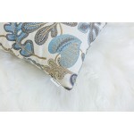 Mika Home Set of 2 Jacquard Tropical Leaf Pattern Throw Pillow Covers Decorative Pillowcase 20X20 Inches,Blue Cream - BIVZ18IQ8