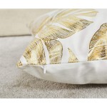 NeatBlanc Pack of 4 Decorative Throw Pillow Case Cushion Cover Gold Stamping Leaves 18 x 18 inches 45 x 45 cm for Couch Bedroom Car - B68J8C9O3