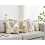 NeatBlanc Pack of 4 Decorative Throw Pillow Case Cushion Cover Gold Stamping Leaves 18 x 18 inches 45 x 45 cm for Couch Bedroom Car - B68J8C9O3